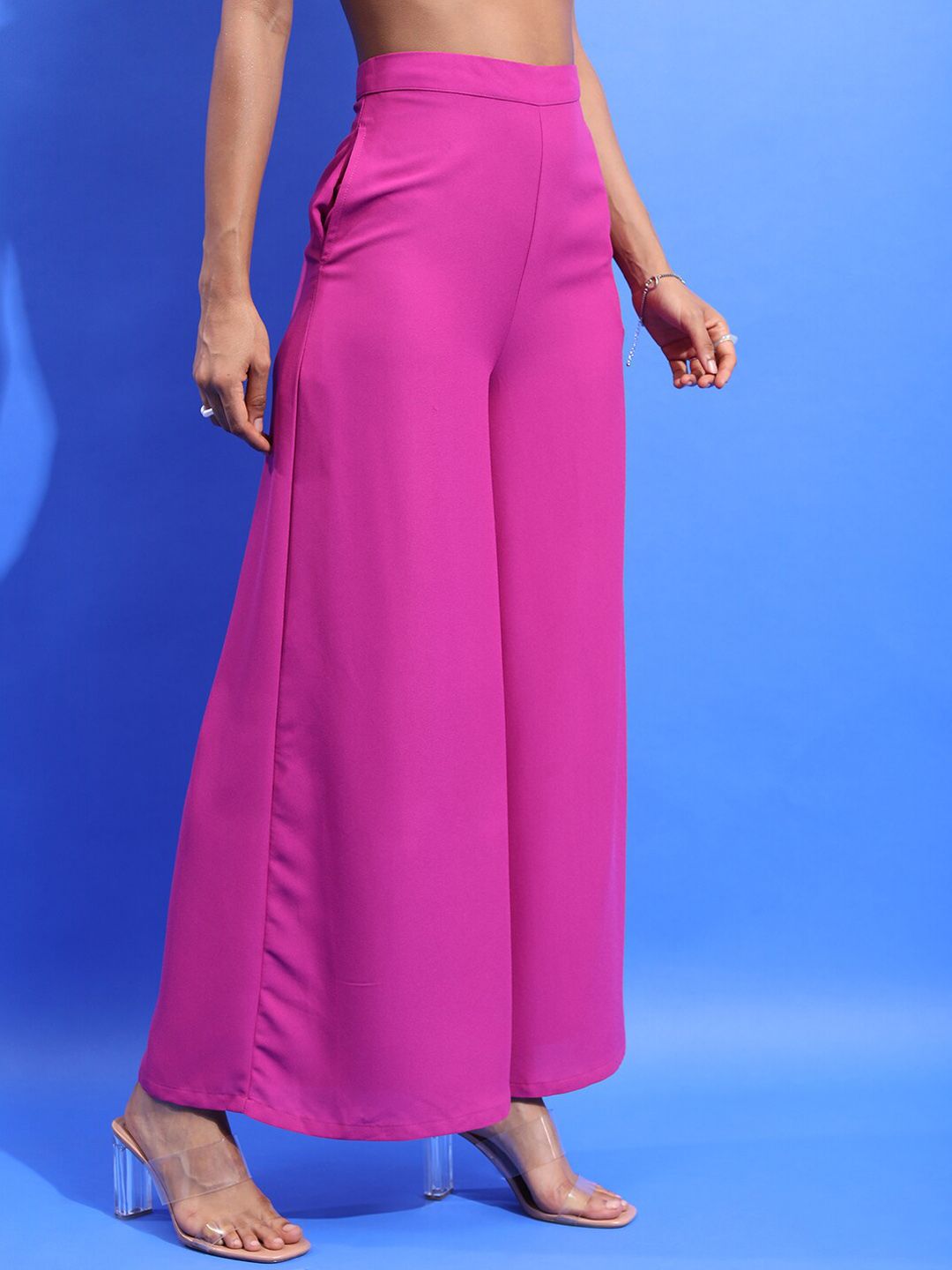 Tokyo Talkies Women Violet High-Rise Flared Parallel Trousers