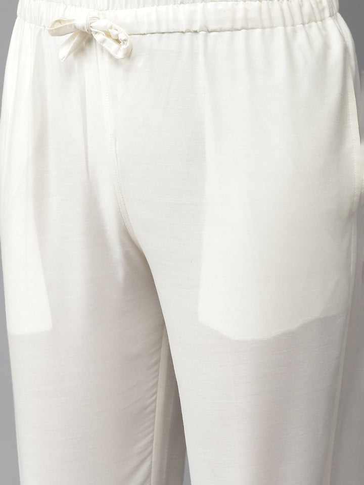 See Designs Men White Embroidered Chikankari Pure Cotton Kurta with Pyjamas