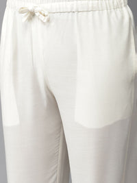 See Designs Men White Embroidered Chikankari Pure Cotton Kurta with Pyjamas