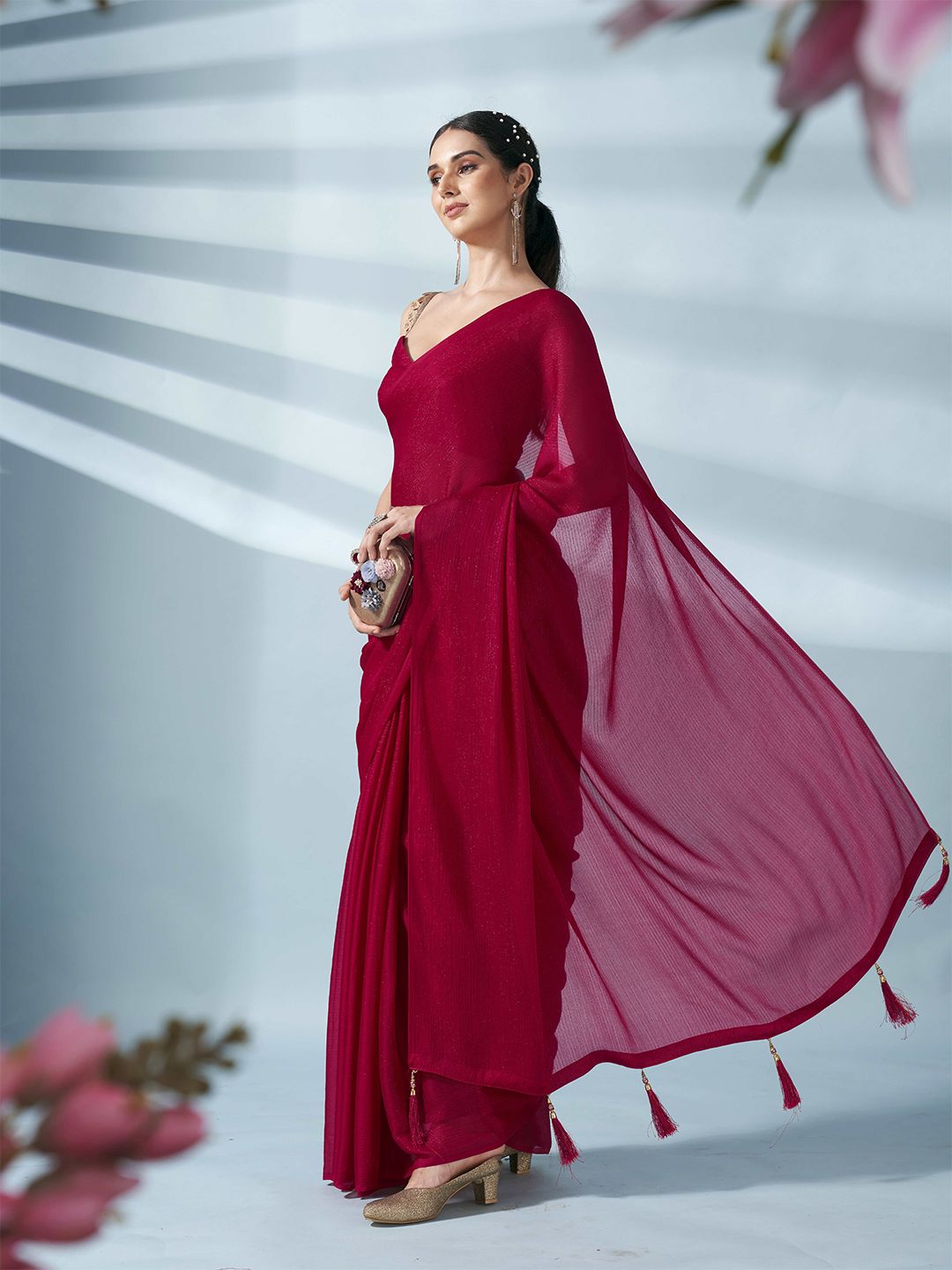 Tikhi Imli Satin Saree With Belt