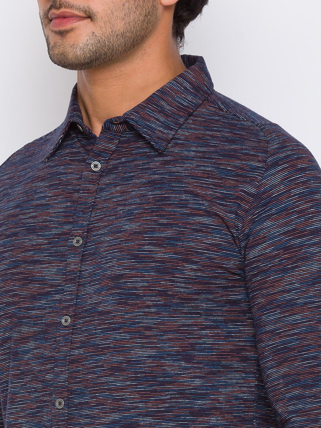 Being Human Men Navy Blue Slim Fit Printed Casual Shirt