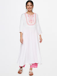 Global Desi Women Ethnic Motifs Embroidered Thread Work A-Line Kurta