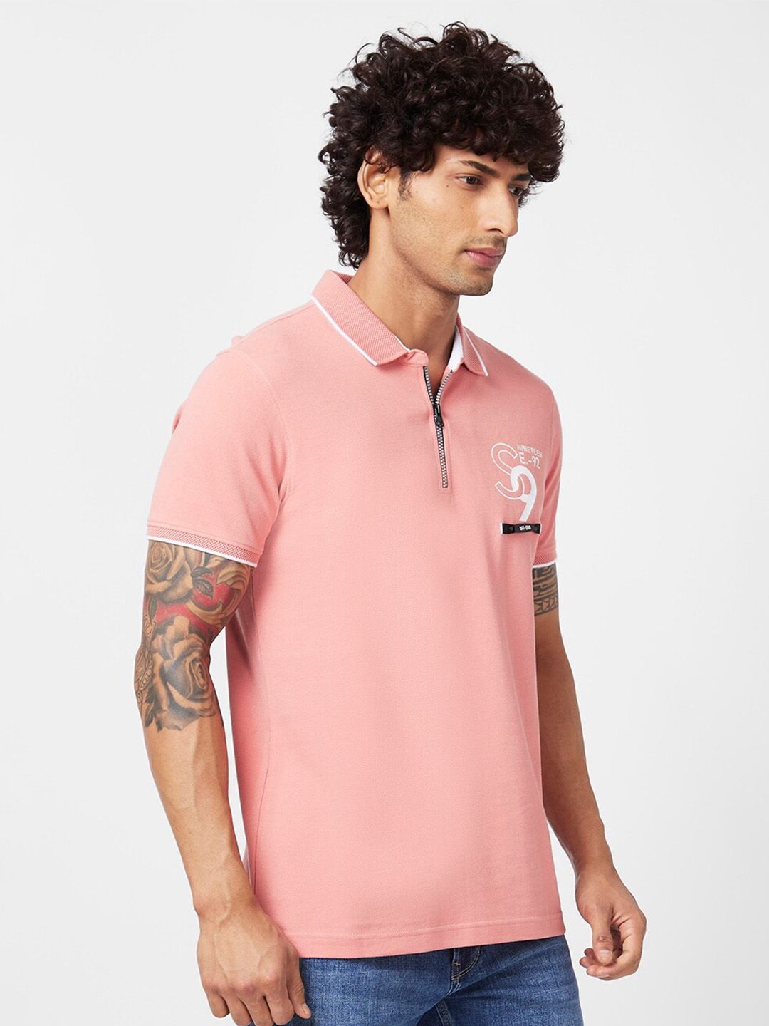 SPYKAR Polo Collar Slim Fit Cotton T-Shirt