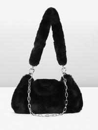 DressBerry Structured Shoulder Bag With Fur