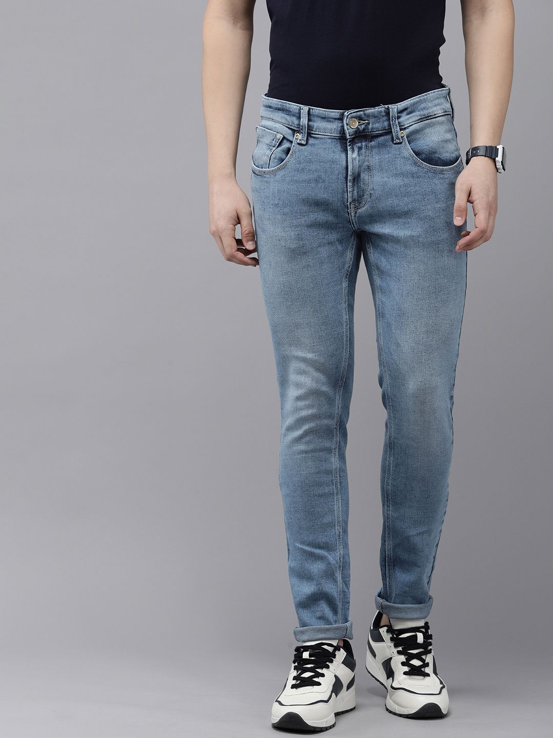 SPYKAR Men Super Skinny Fit Low-Rise Heavy Fade Stretchable Jeans