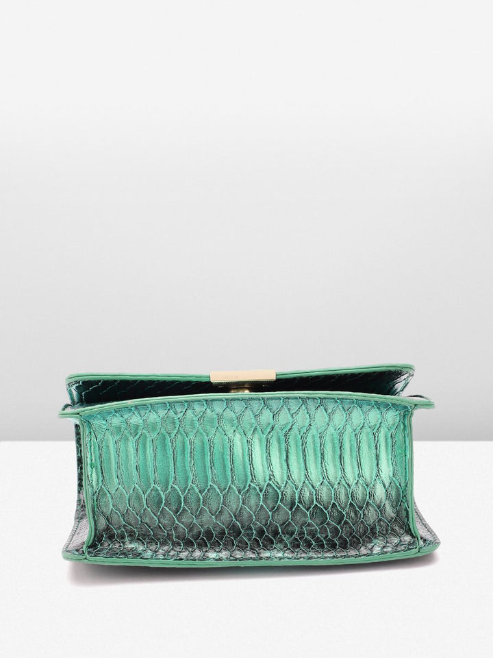 Lino Perros Snakeskin Textured Structured Shoulder Bag