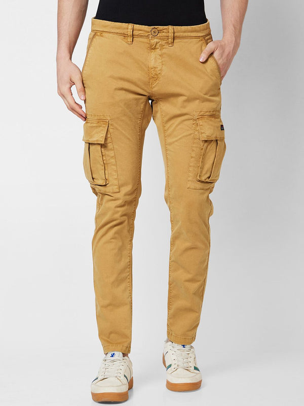 Spykar Men Mid Rise Reguler Fit Cargos Cotton Trousers