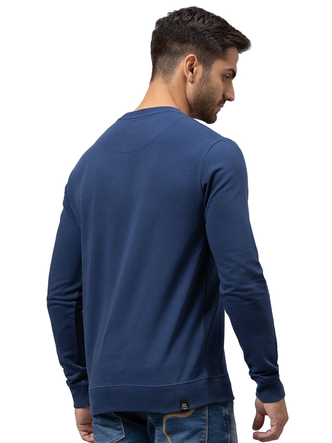 Being Human Men Navy Blue Printed Sweatshirt