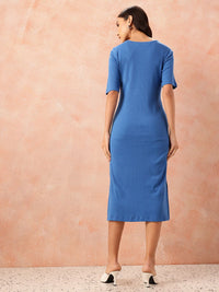 all about you Cotton Ribbed Side Slits Sheath Midi Dress