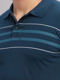 ADRO Striped Oversized Polo Collar Pure Cotton T-shirt