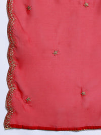 Indo Era Ethnic Motifs Yoke Design Zari Panelled Liva Kurta With Trousers & Dupatta