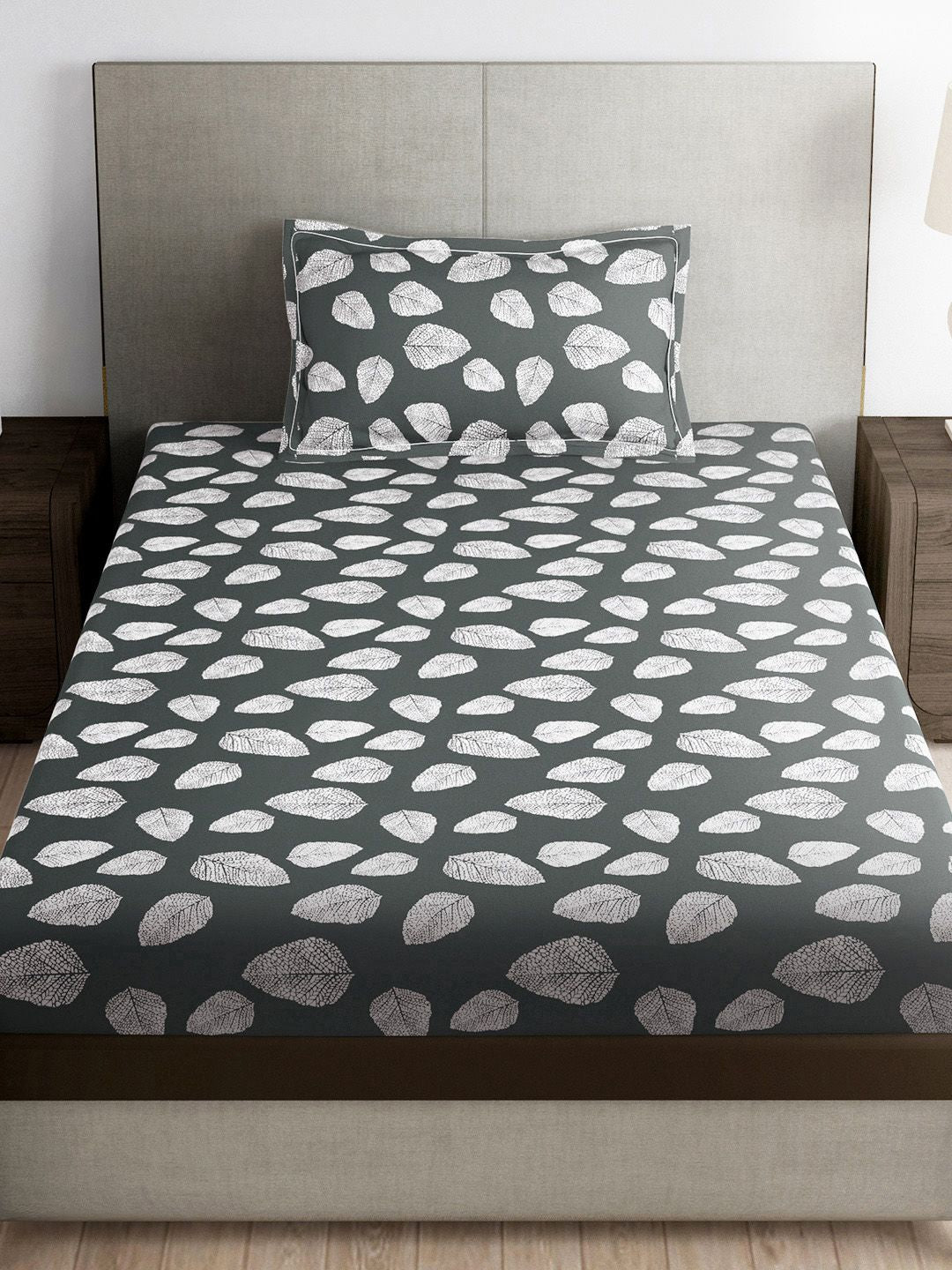 Story@home Green & White Floral Microfiber 180 TC Single Bedsheet With 1 Pillow Cover