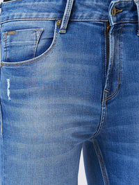 SPYKAR Men Tapered Fit Mildly Distressed Heavy Fade Whiskers Cotton Jeans