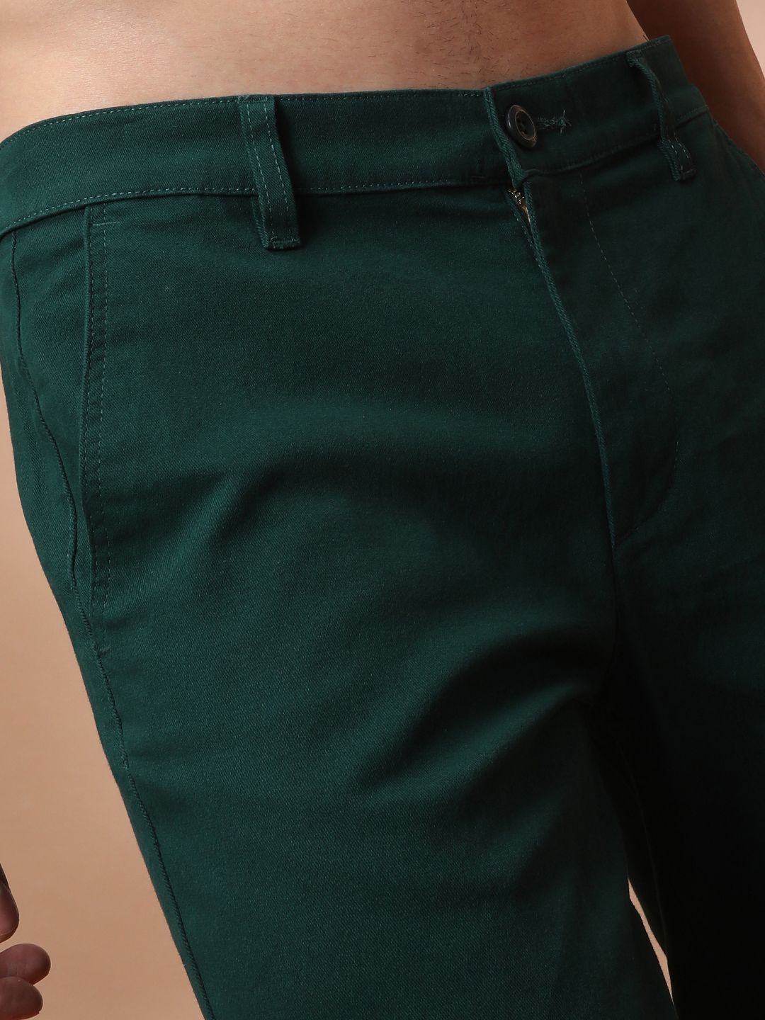 The Indian Garage Co Men Green Slim Fit Chinos Trousers