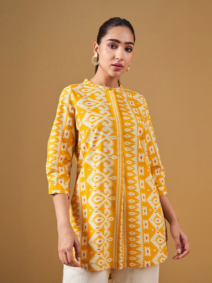 Global Desi Ethnic Motifs Printed Pure Cotton Straight Kurti
