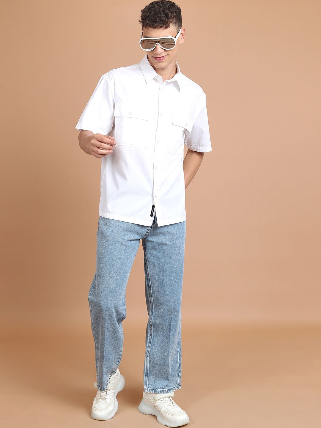 HIGHLANDER Men Blue Wide Leg Mid-Rise Cotton Jeans