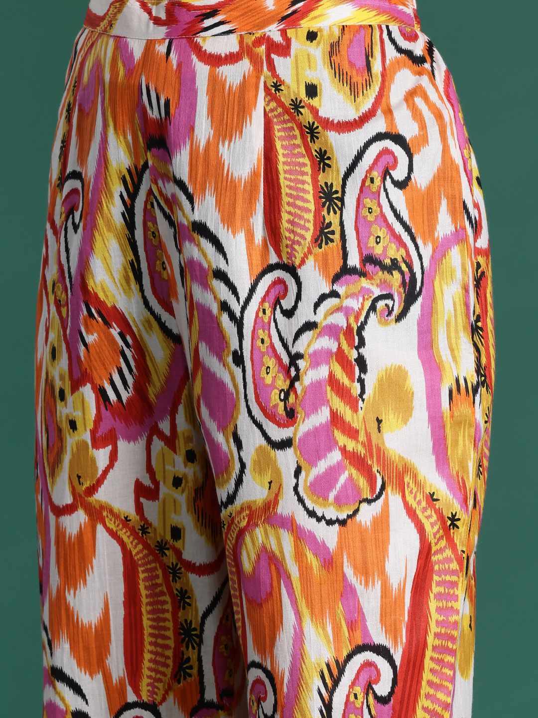 Indo Era Women Paisley Printed Panelled Pure Cotton Kurta with Trousers