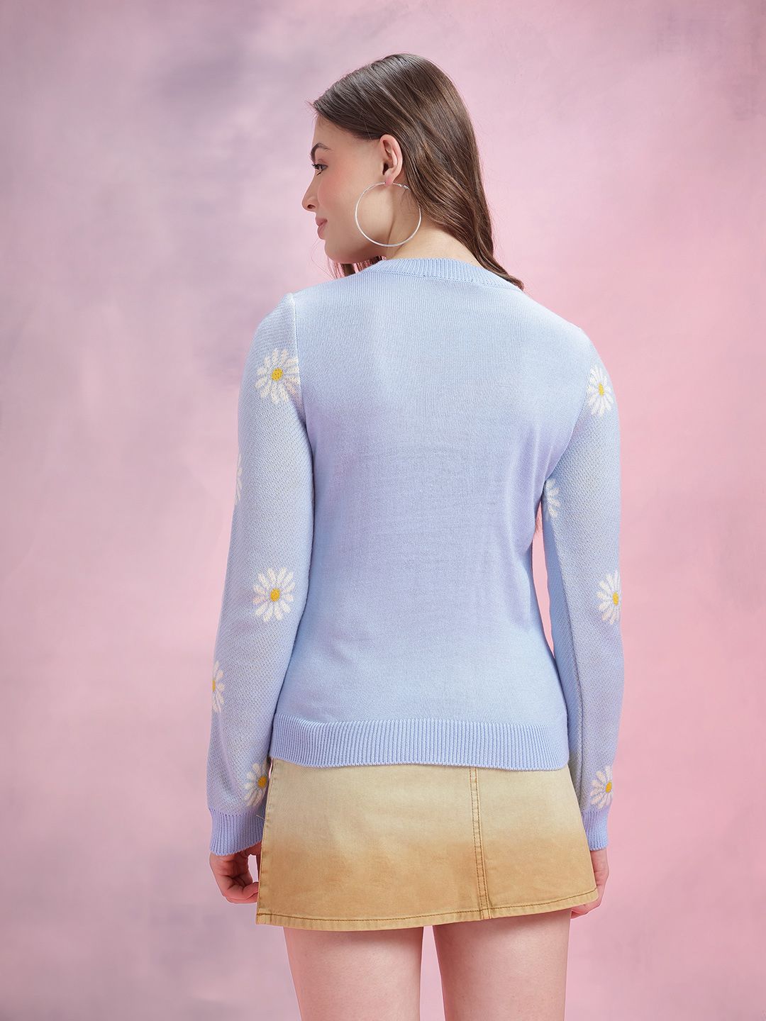 DressBerry Floral Self-Design Acrylic Pullover