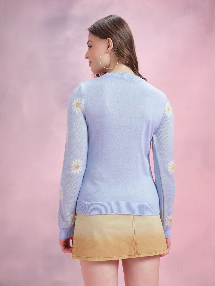 DressBerry Floral Self-Design Acrylic Pullover