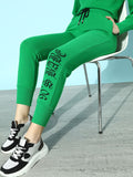 STREET 9 Women Gorgeous Green Typography Gym Kit Trousers