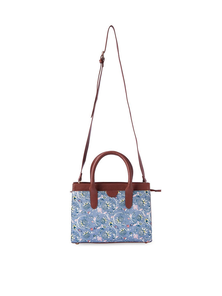 TEAL BY CHUMBAK Two Handles Floral Printed Structured Handheld Bag