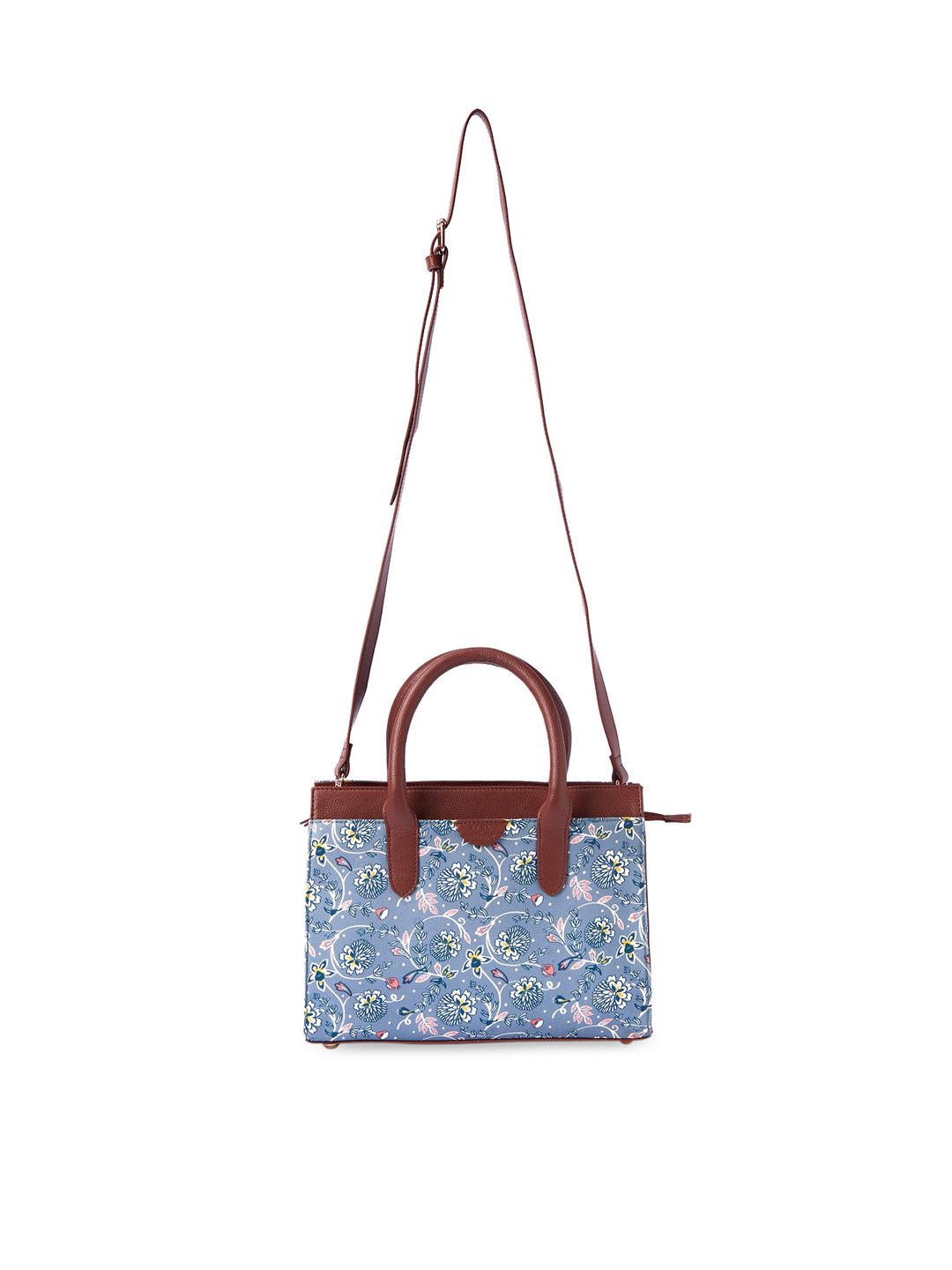 TEAL BY CHUMBAK Two Handles Floral Printed Structured Handheld Bag
