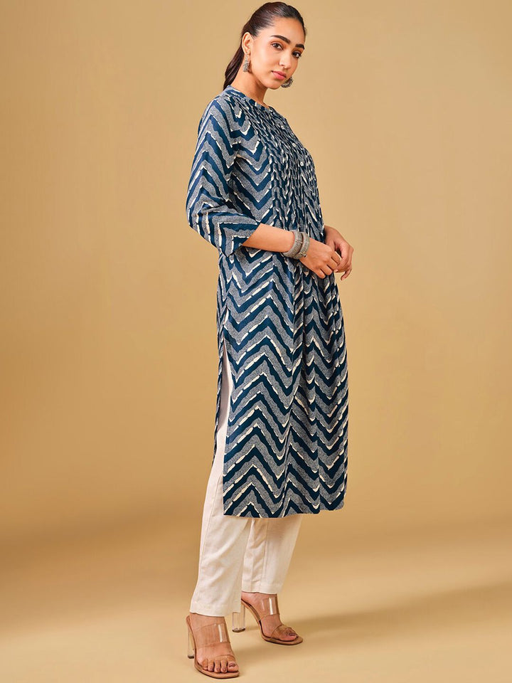 Global Desi Geometric Printed Straight Kurta