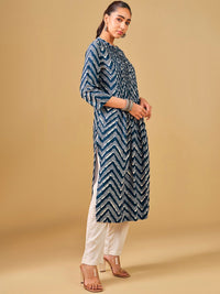 Global Desi Geometric Printed Straight Kurta