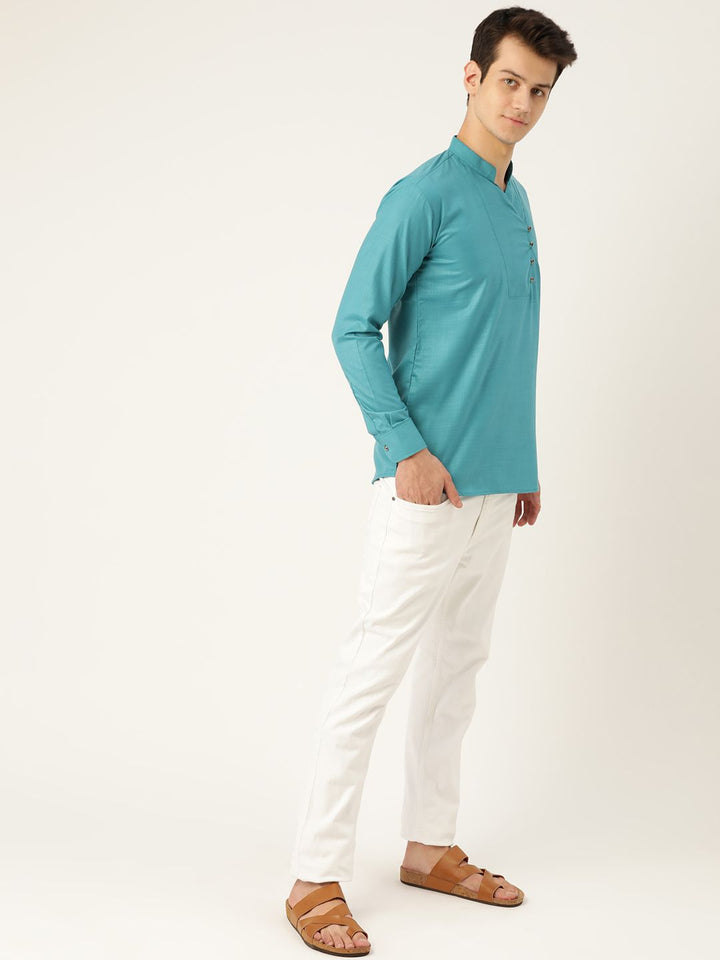 SOJANYA Lelaki Biru Solid Kurta Lurus