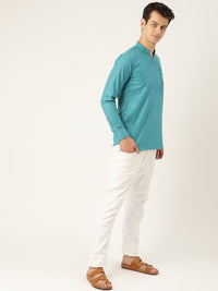 SOJANYA Lelaki Biru Solid Kurta Lurus