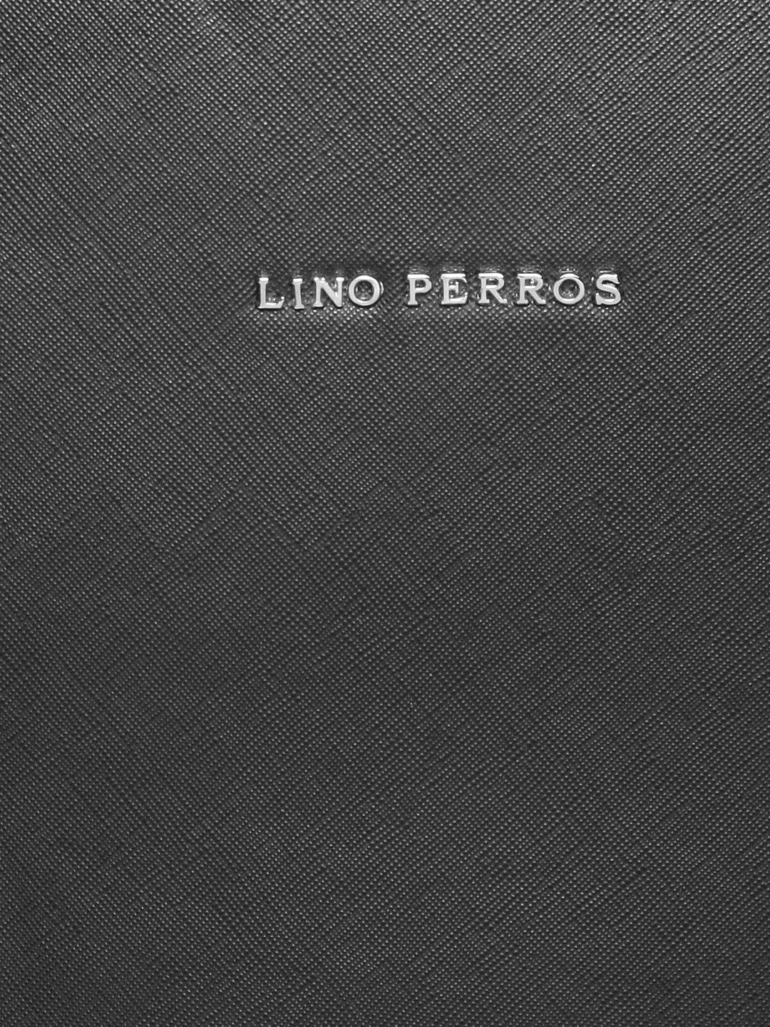 Lino Perros Black Solid Faux Leather Laptop Bag