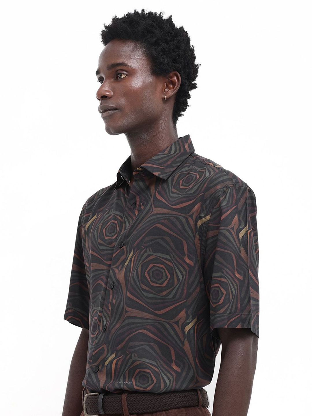 RARE RABBIT Men Marfik Boxy Abstact Printed Shirt