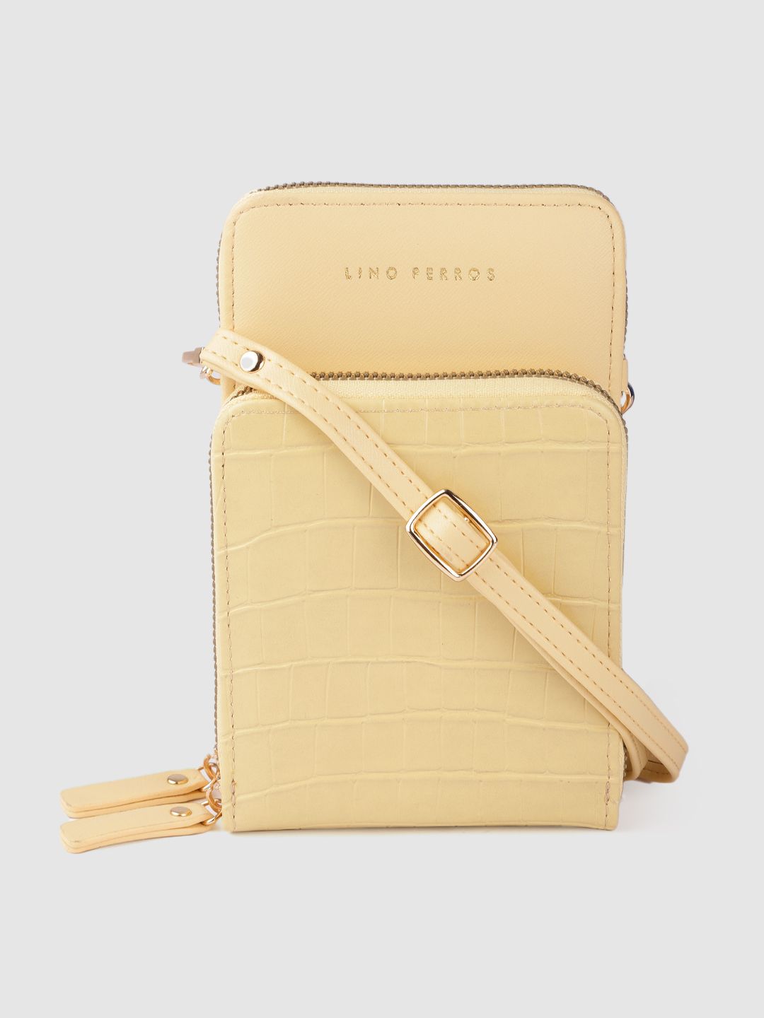 Lino Perros Women Yellow Animal Printed PU Structured Sling Bag