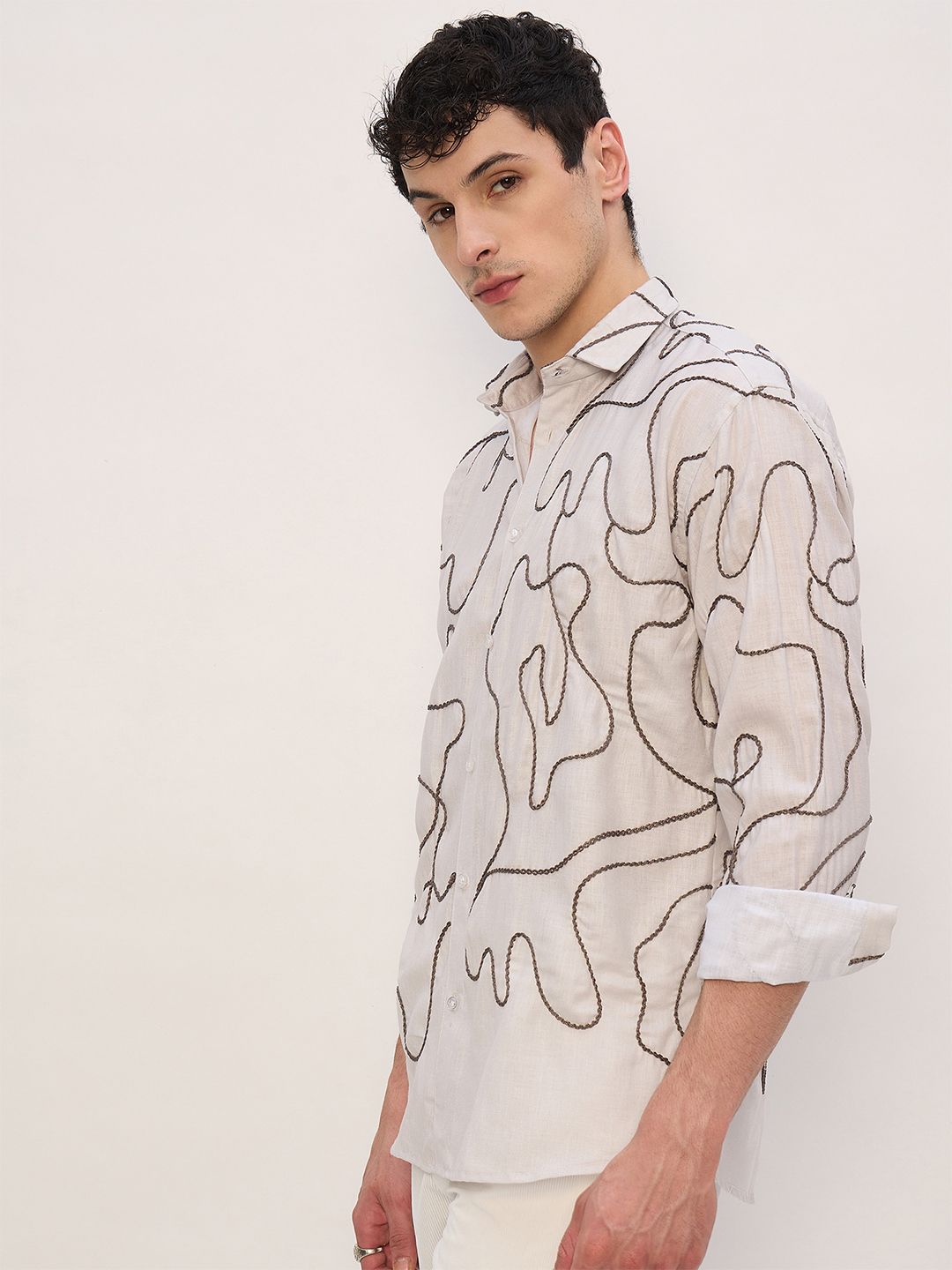 DENNISON Embroidered Drop-shoulder Shirt