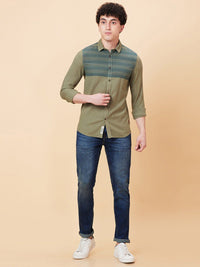 Being Human Spread Collar Slim Fit Horizontal Striped Casual Shirt