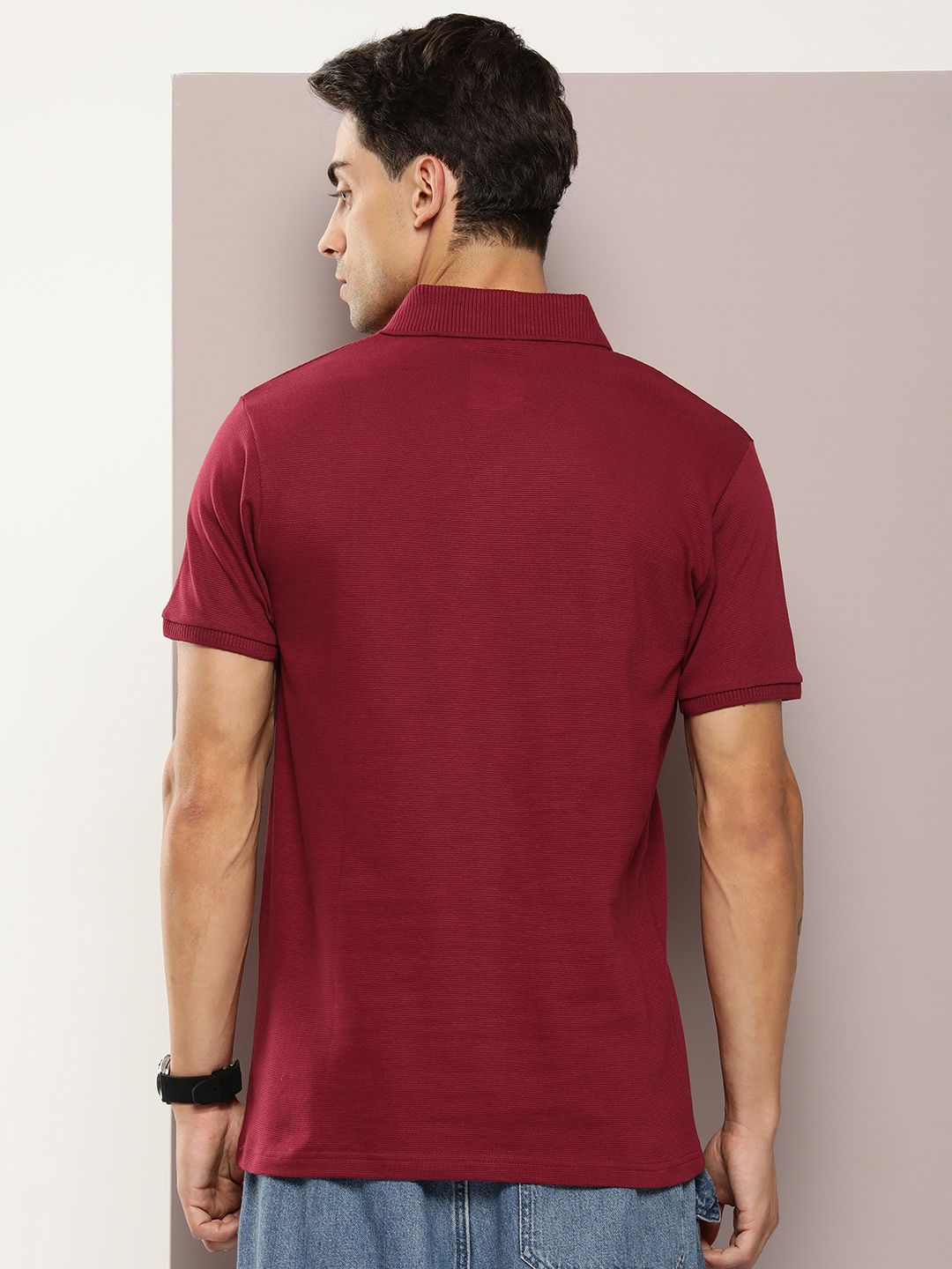 DILLINGER Men Polo Collar Honeycomb Structure T-shirt