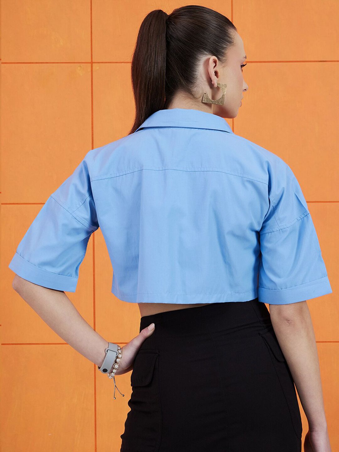 STREET 9 Comfort Boxy Pure Cotton Crop Casual Shirt