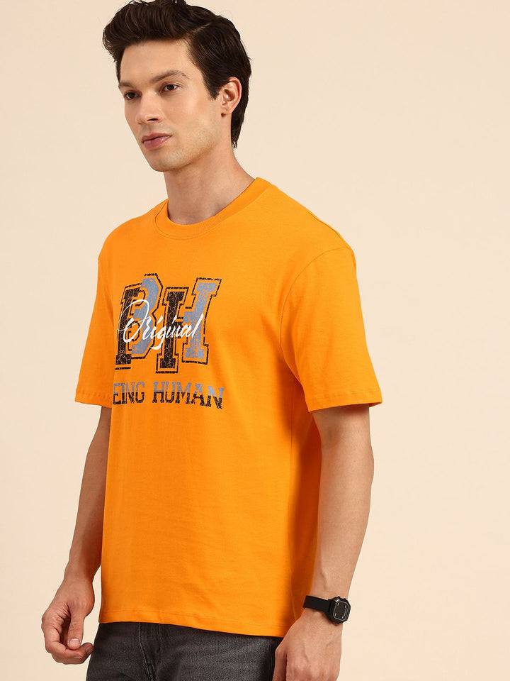 Being Human Pure Cotton Brand Logo Printed Relaxed Fit T-shirt