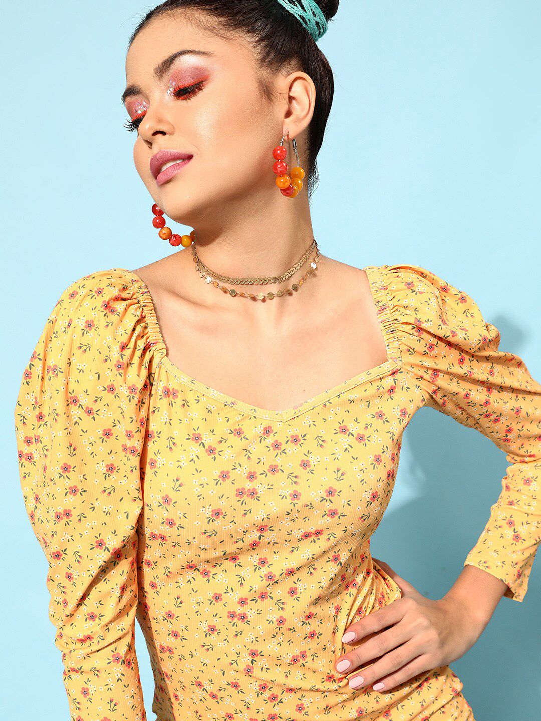 STREET 9 Women Yellow Floral Dress