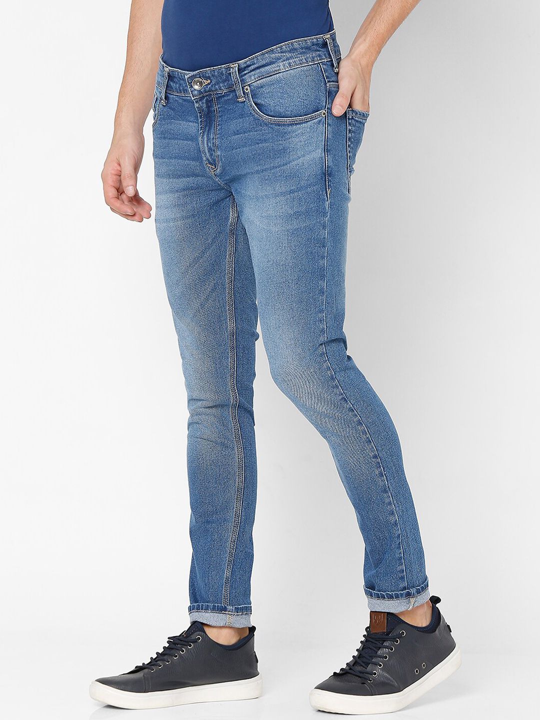 SPYKAR Men Blue Super Skinny Fit Heavy Fade Cotton Jeans