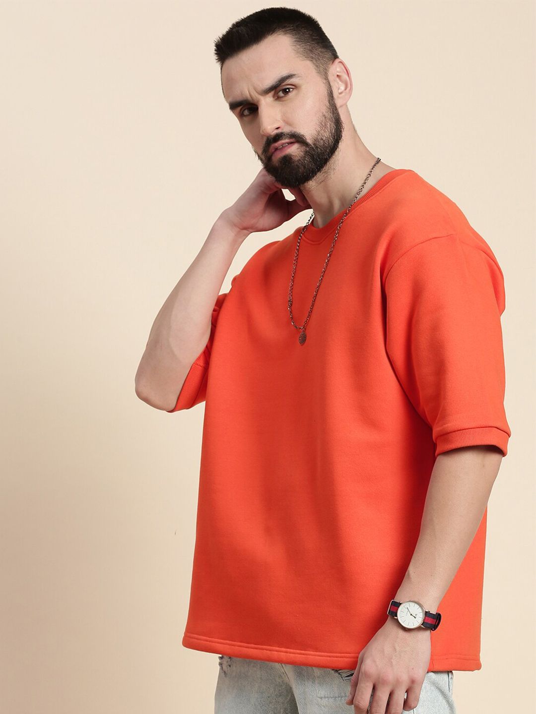 DILLINGER Round Neck Oversized Fleece Sweatshirt