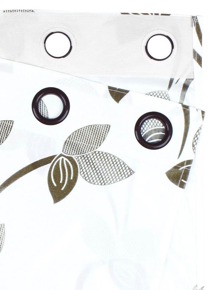 Story@home Nature Grey & White 2 Pieces Floral Printed Window Curtains