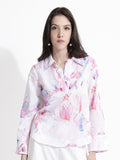 RAREISM Floral Printed Shirt Collar Cotton Top