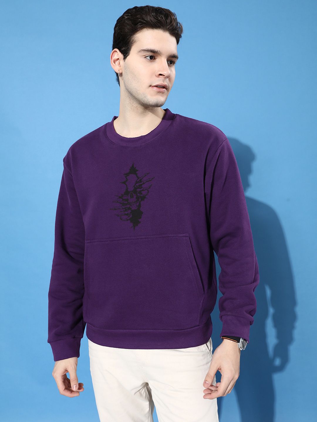 Difference of Opinion Men Typographic Printed Oversized Fleece Sweatshirt