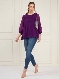 Antheaa Puff Sleeves Chiffon Top