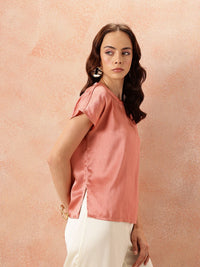 all about you  Crinkled Effect Extended Sleeves Satin Top