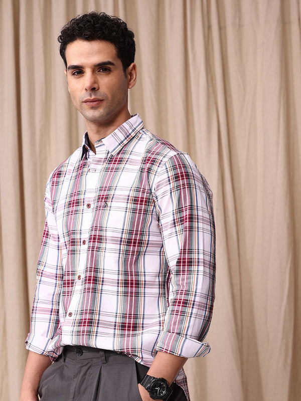 Mr Bowerbird Men Tailored Fit Tartan Checks Opaque Pure Cotton Casual Shirt