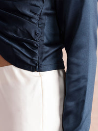 all about you V-Neck Gathered or Pleated Satin Crop Top