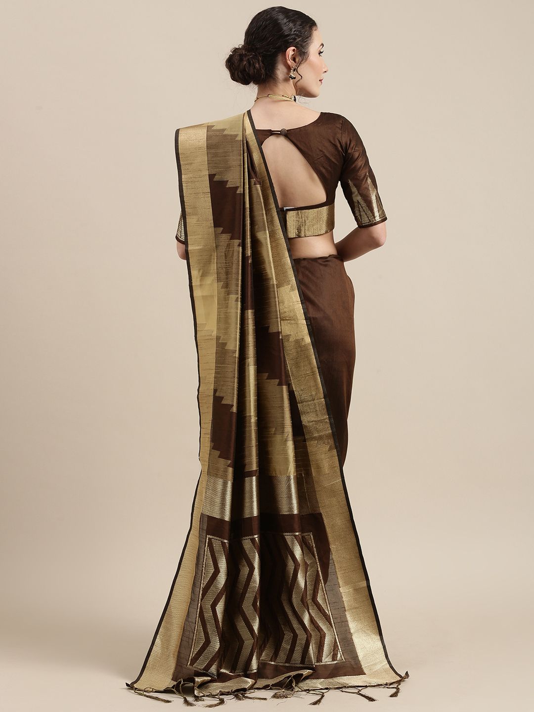 Saree mall Brown Silk Cotton Banarasi Saree