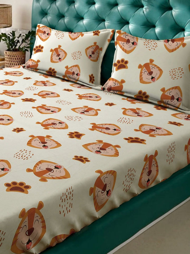 Kapas Grafik KLOTTHE 400 TC Cadar King Superfine dengan 2 Sarung Bantal-98 x 89 inci